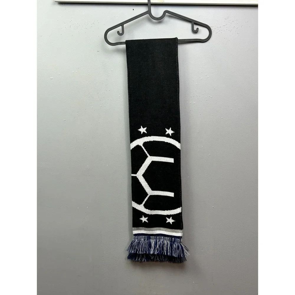 CASA Soccer Scarf Knit Acrylic Supporter Black White‎ Fringe Adult Fan